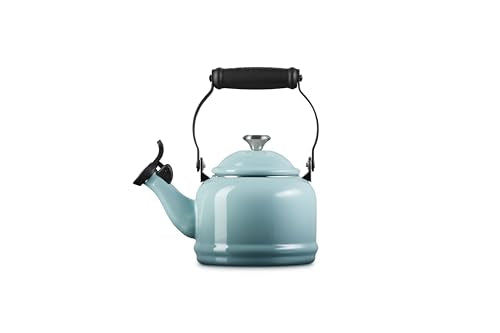 Le Creuset Enamel On Steel Demi Tea Kettle with Metal Finishes, 1.25 qt., Sea Salt