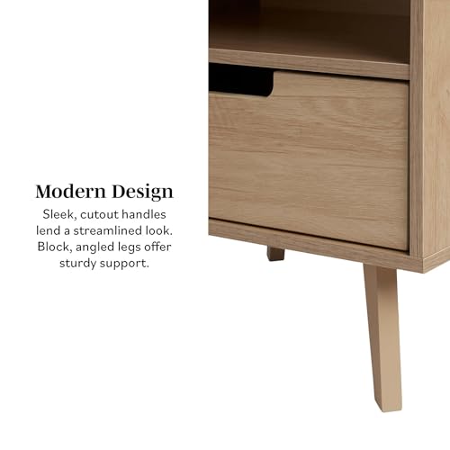 Walker Edison Raelyn Mid-Century Modern 1-Drawer Nightstand, 20 Inch, Riviera