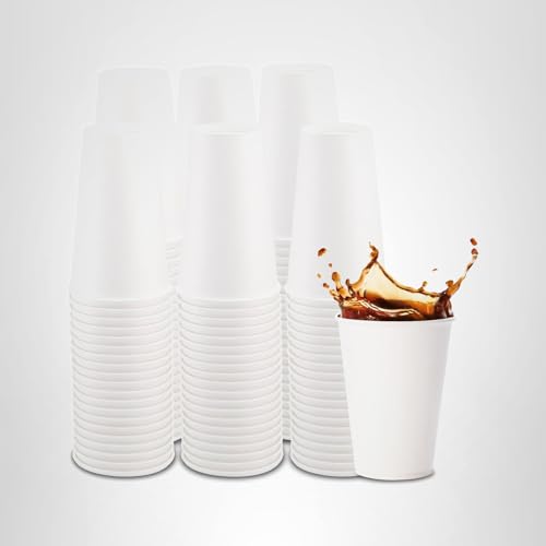 Freshware Coffee Cups 16 oz [100 Pack] Disposable Paper Cups for Hot or Iced Coffee Cup, Slushie Cup, Milkshakes, Smoothies, and Tea