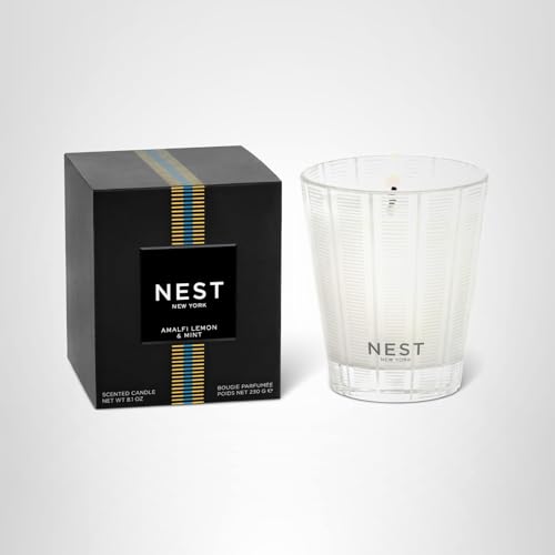 NEST New York Scented Classic Candle, Amalfi Lemon & Mint - 8.1 oz - Up to 60-Hour Burn Time - Reusable Glass Vessel