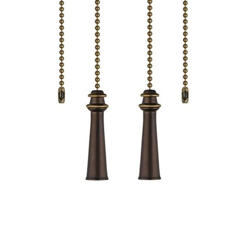 LuoQiuFa 2pcs Ceiling Fan Pull Chain, Decorative Fan Pull Chain Pendant Extension, 12 Inches Lighting & Fan Beaded Ball Fan Pull Chain Extender Ornament with Connector (bronze)
