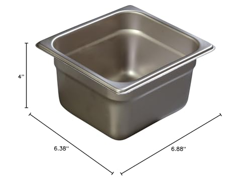 Carlisle FoodService Products DuraPan Food Pan, 1/6 Size Stainless Steel Container for Storing and Serving Food in Commercial Kitchen, 1.6 Qt, 6 Count