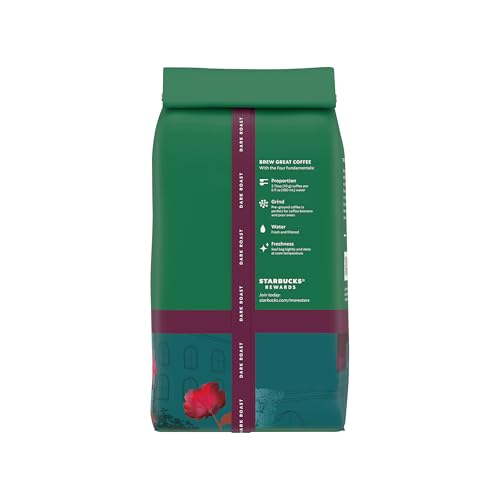Starbucks Ground Coffee, Dark Roast Hot or Iced Coffee, Decaf Caffè Verona, Six 12 oz Bags