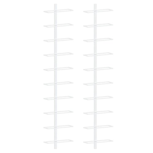 vidaXL 2x Wall-mounted Wine Rack for 10 Bottles Kitchen Bottle Holder Whisky Rack Home Indoor Dining Room Wine Storage Shelf White Metal