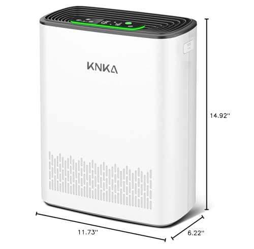 KNKA Air Purifier for Home Large Room Bedroom Up to 1123 Ft² in 1 Hr, Washable Filters, AQI Display, Turbo Mode, Auto & Sleep Modes, HEPA Air Cleaner for Dust, Pet Hair, Pollen (APH3000)