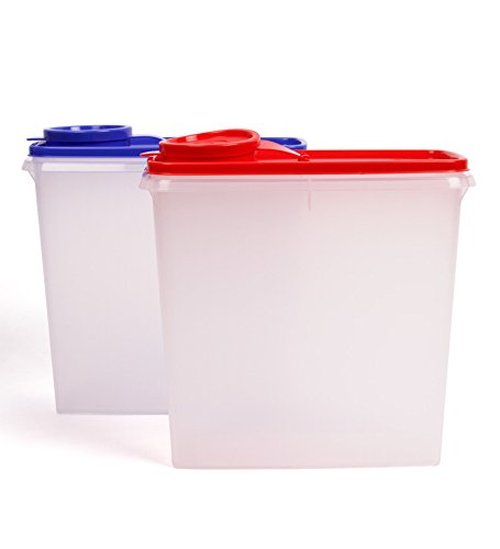 Tupperware MODULAR MATES SUPER CEREAL STORER Set of 2 RED NEW