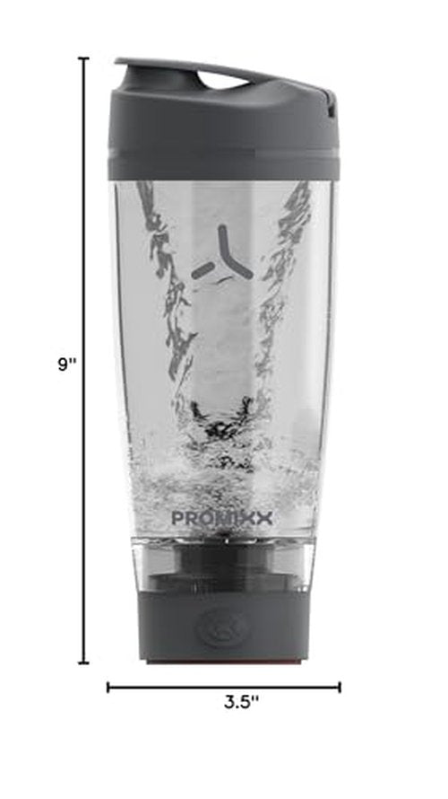 Promixx PRO Shaker Bottle New Edition – Rechargeable, Powerful for Smooth Protein Shakes – includes Supplement Storage, BPA Free, 20oz Cup, Graphite Gray