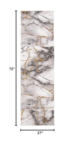 SAFAVIEH Craft Collection Runner Rug - 2'3" x 6', Grey & Gold, Modern Abstract Design, Non-Shedding & Easy Care, Ideal for High Traffic Areas in Living Room, Bedroom (CFT877F)