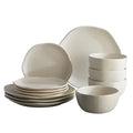 Corona Dinnerware Set 12– piece, Plates and Bowls Set, Ceramic Sets for 4, Microwave and Dishwasher Safe, Orion Reactive Glaze