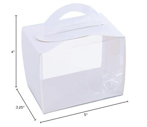 Restaurantware-5 Inch x 3.25 Inch Individual Cupcake Boxes, 100 Disposable Cupcake Display Boxes - With Handle, Lotus Accent, Clear Plastic Single Cupcake Containers, For Weddings Or Birthdays