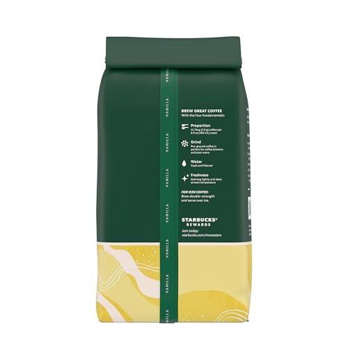 Starbucks Ground Coffee, Flavored Hot or Iced Coffee, Vanilla, Six 11 oz Bags