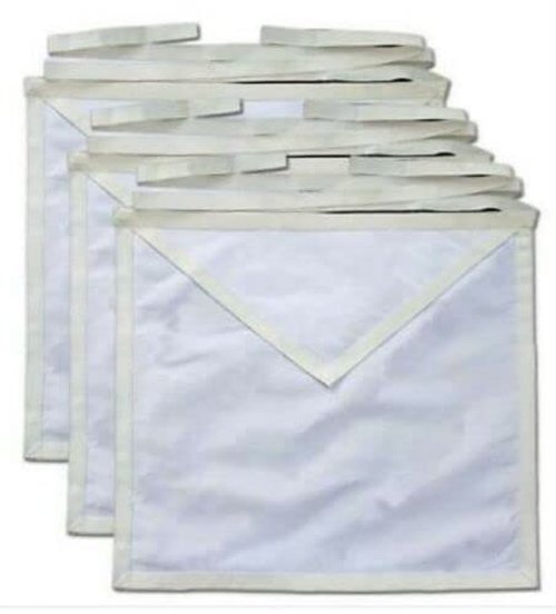 MASONIC REGALIA COTTON DUCK CLOTH CANDIDATE APPRENTICE APRONS - PACK OF 12 PIECES White