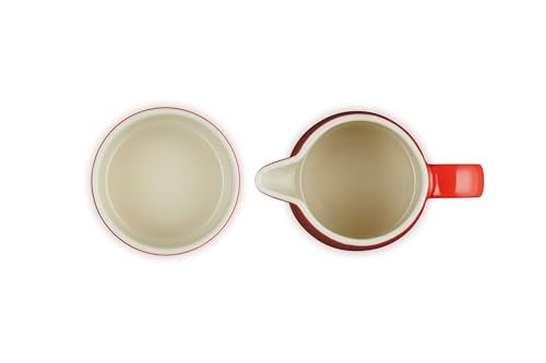 Le Creuset Stoneware Signature Cream & Sugar Set, Cerise, Cream: 300 ml., Sugar: 8oz,