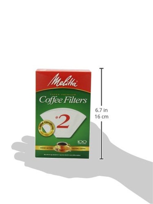 Melitta #2 Cone Coffee Filters, White, 100 Count (Pack of 6), 600 Total Filters - Packaging May Vary