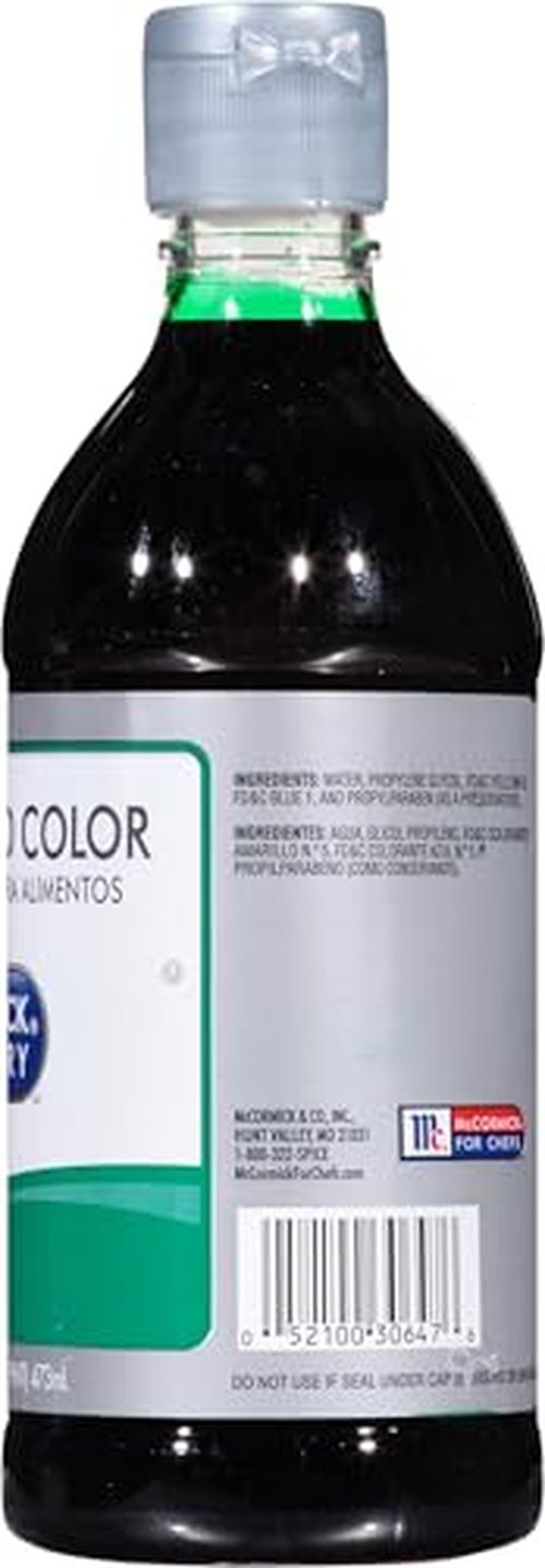 McCormick Culinary Green Food Coloring, 16 fl oz (Pack of 6) - Six 16 Fluid Ounce Bottles of Green Liquid Food Coloring, Add Vivid Green Color to Cakes, Cookies, Icings and More