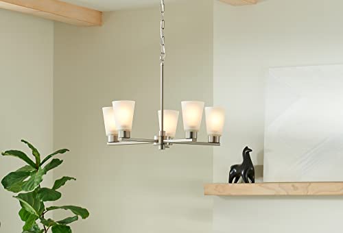 Kichler Stamos 5-Light Chandelier, Modern Ceiling Light Fixture for Living Room, Dining Room, Bedroom, or Foyer, In Brushed Nickel, (24" W x 15")