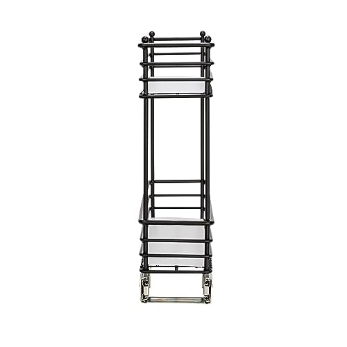Household Essentials Glidez Multipurpose Paint-Finished Steel Pull-Out/Slide-Out Storage Organizer with Plastic Liners for Under Cabinet Use - 2-Tier Design, Black