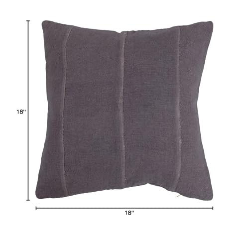 Bloomingville Cotton Pieced Mudcloth Pillow, 18" L x 18" W x 1" H, Purple