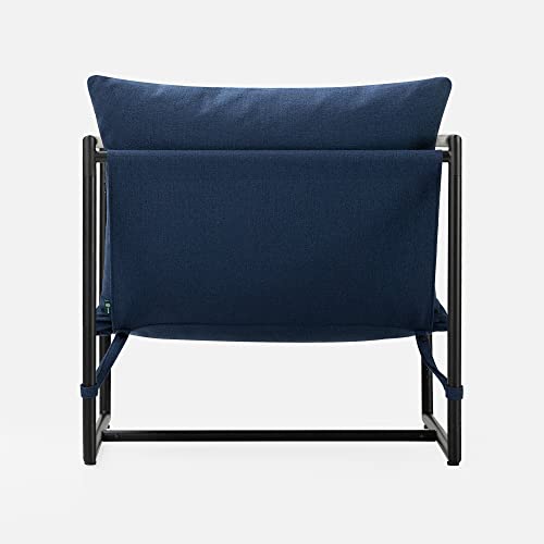 Zinus Aidan Sling Accent Chair, Metal Framed Armchair with Shredded Foam Cushioning, Navy