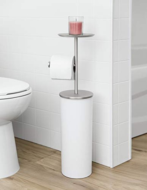 Umbra Portaloo Toilet Paper Stand and Reserve, White/Nickel