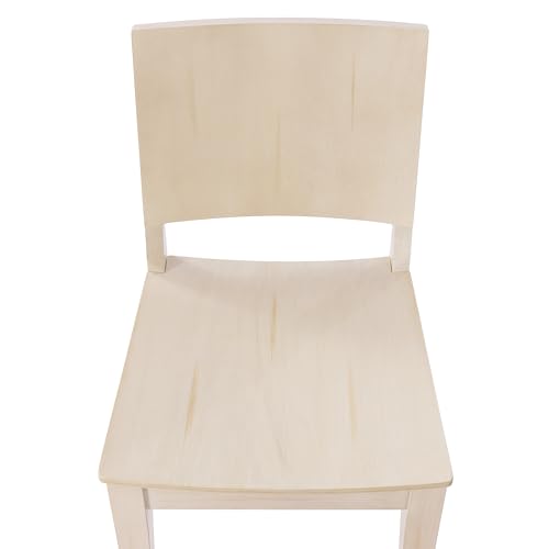 Flash Furniture Naples Commercial Solid Wood Dining Chair, Curved Backrest, Sturdy Mortise and Tenon Construction, Antique White