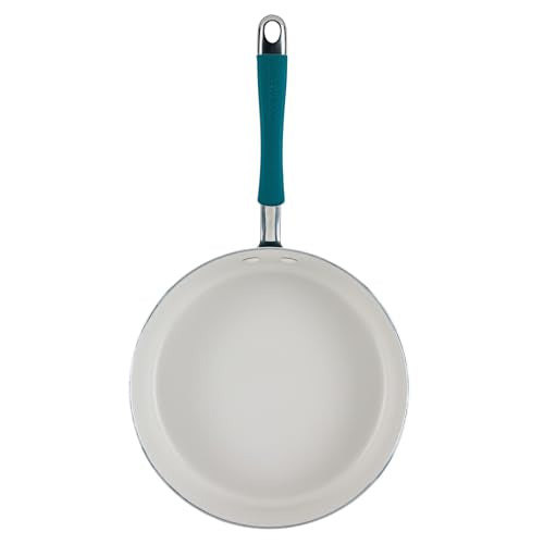 Rachael Ray Cucina Ceramic Nonstick Saute Pan with Lid, 3 Quart Non Stick Sauteuse Pan, Dishwasher Safe - Marine Blue