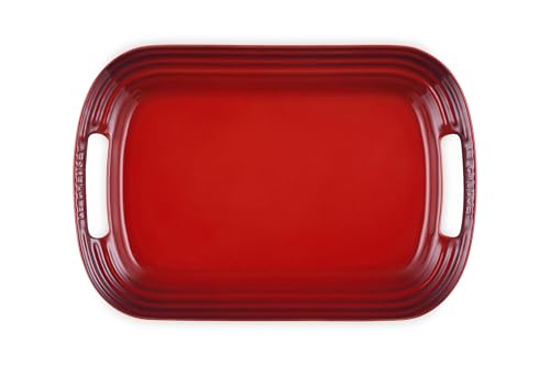 Le Creuset Stoneware Serving Platter, 14 in., Cerise