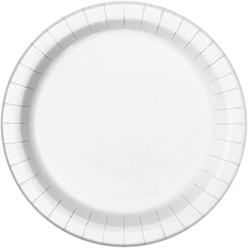 White Round Paper Dinner Plates - 9 Inch, 8 Count | Ideal for Parties, Showers & Special Occasions