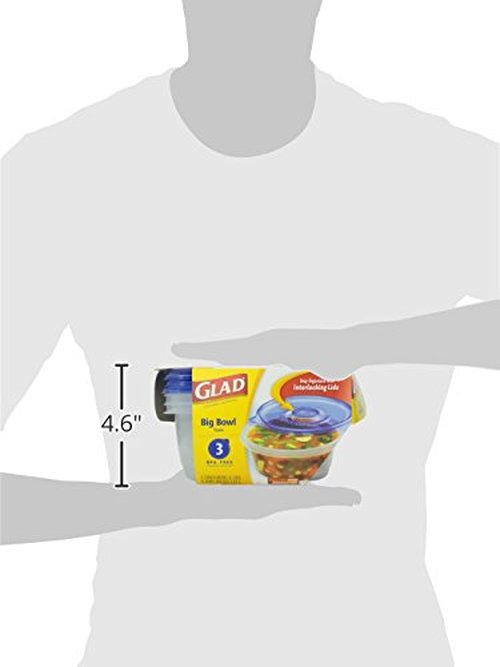 Glad Ware Big Bowl Containers with Lids, Round Size, 3 ct, 48 ounce