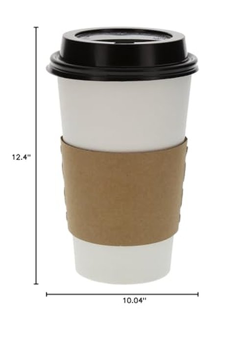 Primeware AmerCareRoyal Kraft Hot Cup Coffee Sleeves, Case of 1000-80% Recycled Fiber, Caution Hot Warning, Disposable & Protective, Fits Standard Cups