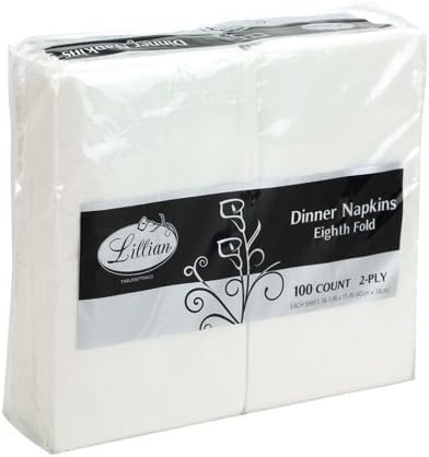 Premium White Napkins - 2-Ply Disposable Dinner Napkins | 100 Count Value Pack for Parties