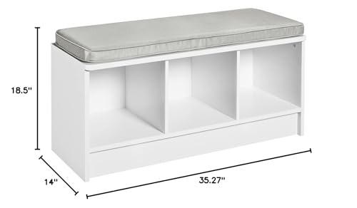 ClosetMaid 1631 Cubeicals 3-Cube Storage Bench, White with Gray Cushion