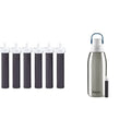 Brita Insulated Filtered Water Bottle with Straw (32 Ounce) and Water Filter Replacements (6 Count)