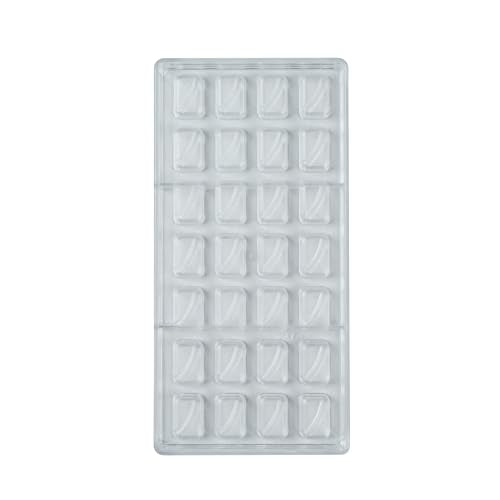 Restaurantware Pastry Tek 10.8 x 5.3 Inch Chocolate Shaping Molds 10 Freezable Candy Molds - 28 Cavities Wave Design Clear Polycarbonate Chocolate Molds Dishwashable Easy To Release