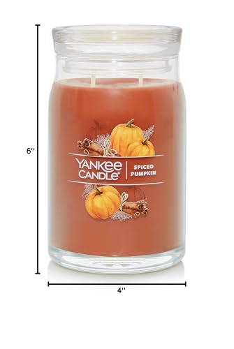 Yankee Candle Spiced Pumpkin Scented Signature 20oz Large Jar 2-Wick Candle Over 60 Hours of Burn Time