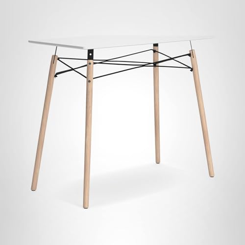Signature Design by Ashley Jaspeni Industrial Home Office Desk, Painted White Top, Black Metal Framework, Wood, 36" W x 18" D x 29.75" H, White & Light Brown