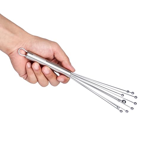 Restaurantware 10.5 in Stainless Steel Ball Whisk - 6 Pack - German Standard Egg Beater with Ergonomic Handle, Dishwasher Safe - Manual Mixer Cooking Whisk for Baking, Stirring, Sauces, Beating