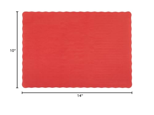 Red Colored Paper Placemat with Scalloped Edge - 1000/Case 10" x 14"