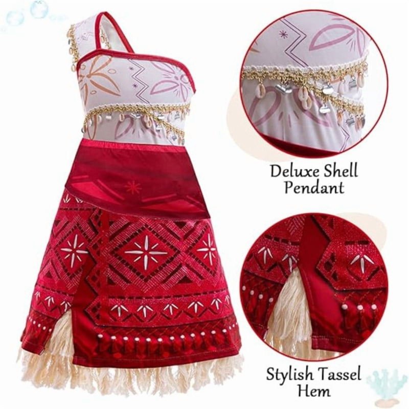 Girls Princess Costume Dress with Accessories for Halloween Birthday Party - Red 4T (3-4 Years)
