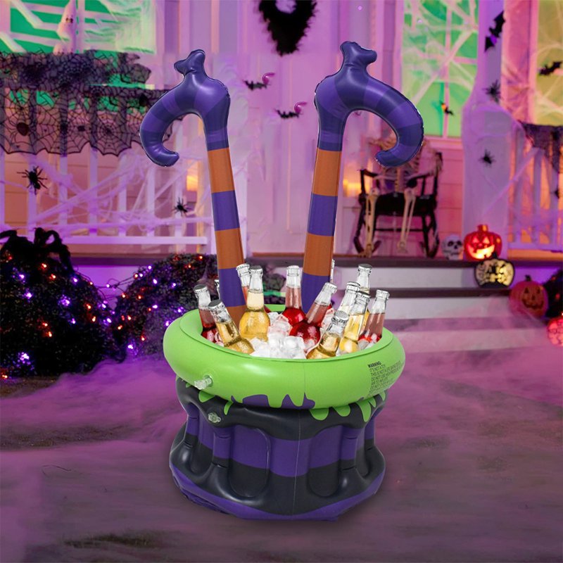 Halloween Inflatable Witch Leg Ice Bucket - Outdoor Beverage Cooler for Parties