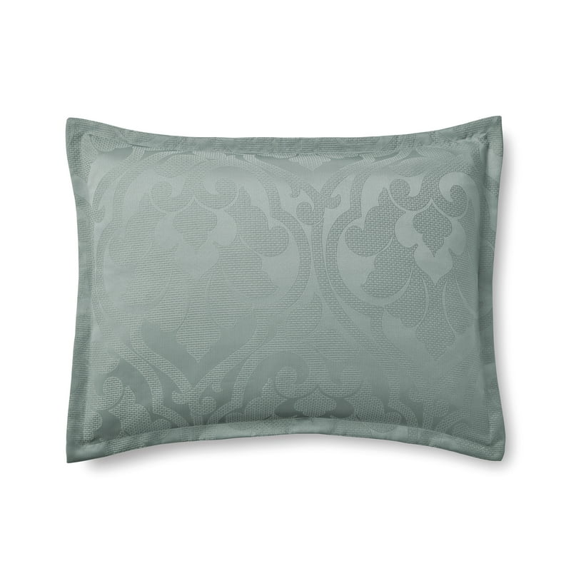 Full/Queen Sage Jacquard Comforter Set - 5 Piece Bed Bedding with Decorative Pillow & Fringe Throw
