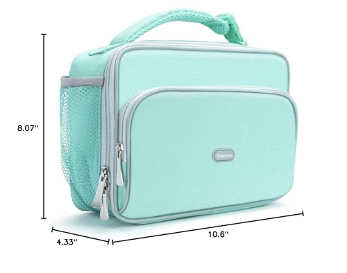Amersun Kids Lunch Box, Insulated School Lunch Bag with Padded Liner Keep Food Warm Cold for Long Time,Water-resistant Thermal Travel Office Lunch Cooler for Girls Boy-2 Pocket,Light Blue
