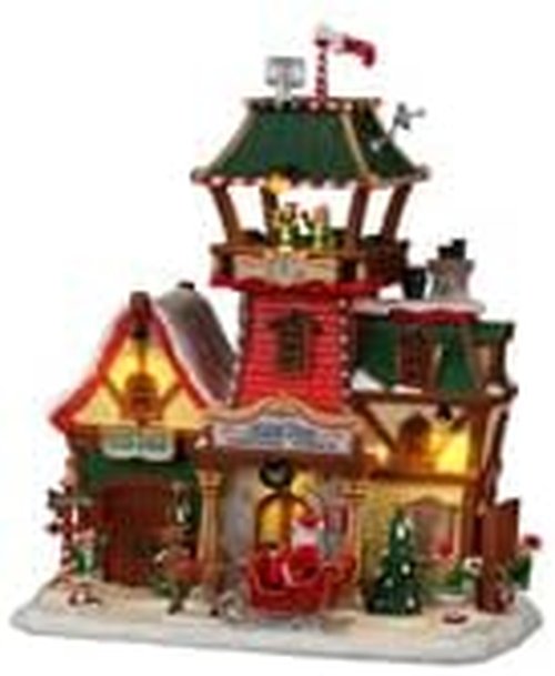 Lemax North Pole Control Tower - White & Red Resin Sculpture with Illuminations | 2022 Edition