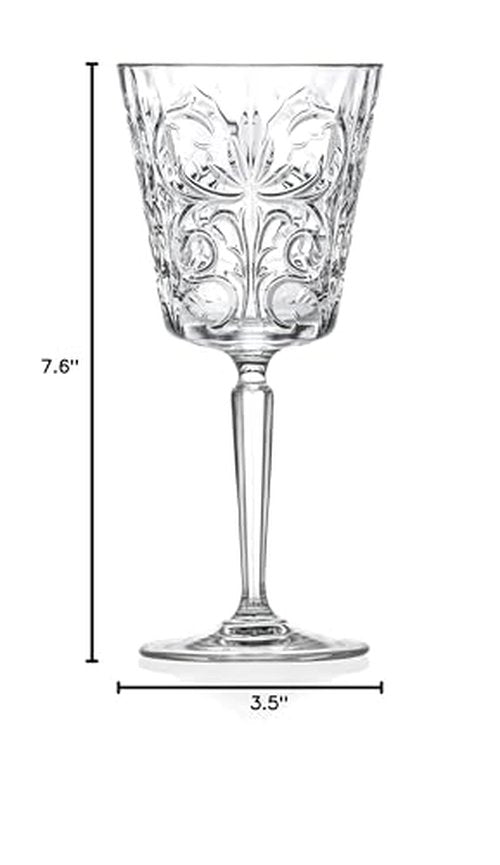 Barski Goblet - Red Wine Glass - Water Glass - Stemmed Glasses - Set of 6 Goblets - Glass Crystal - 11 oz. - Tattoo Designed -Beautifully Designed Made in Europe