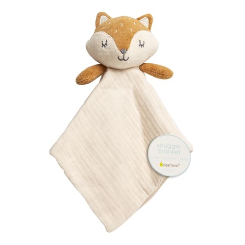 Pearhead Fox Baby Lovey – Organic Cotton Muslin Security Blanket, Woodland Plush Snuggle Toy Helps Self-Soothing, Breathable & Soft, Gender-Neutral Newborn Gift for Boys and Girls, 0+ Months