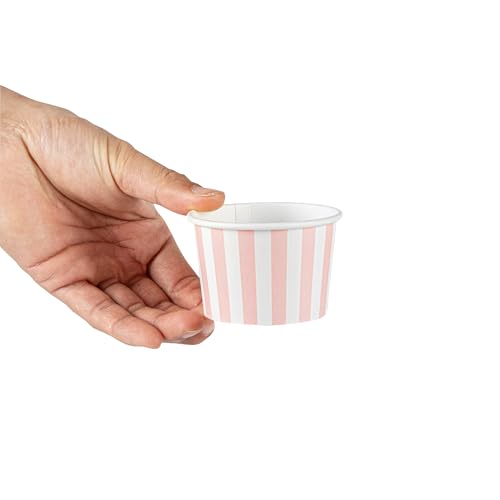 Restaurantware-Coppetta 4 Ounce Dessert Cups, 200 Disposable Ice Cream Cups - Lids Sold Separately, Heavy-Duty, Pink And White Paper Frozen Yogurt Bowls, For Hot And Cold Foods