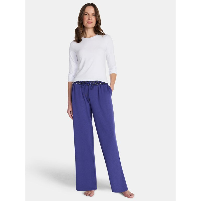 Women's Halloween Printed Lounge Pants - Foldover Waistband, Blue 2X