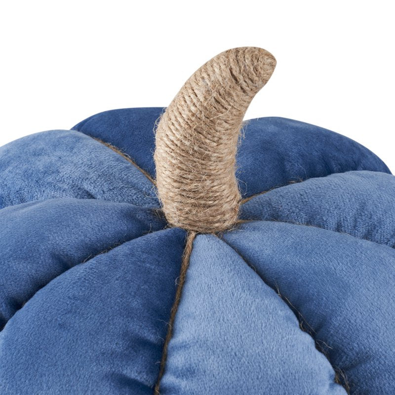 Blue Velvet Pumpkin Decorative Pillow Set - Fall Home Decor, 2 Pack