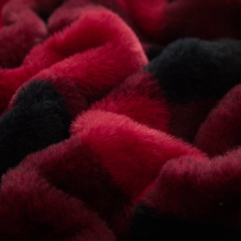 Dearfoams Reversible Throw Blanket - Red Buffalo Check Faux Fur & Micromink, 50x60 in - Variation of THIS listing
