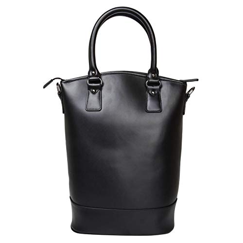 Sachi Insulated 2-Bottle Leather Wine Tote Bag Black